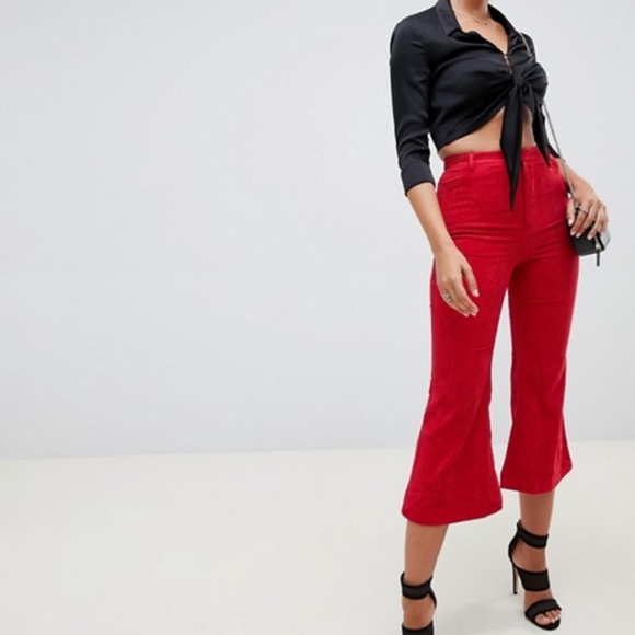 NWT Misguided High Rise Corduroy Kick Flare Pants - Picture 1 of 9